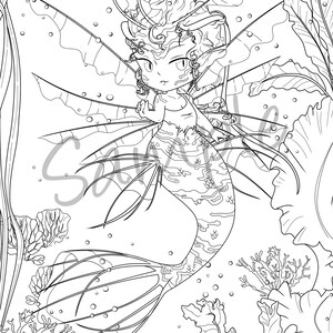 Lionfish Chibi Mermaid Ocean Coloring Page Download