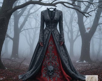 Robe gothique à tête de mort, robe longue victorienne, costume d'Halloween, déguisement de sorcière, grande taille gothique rétro