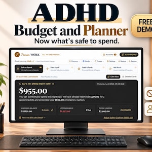 ADHD Budget Planner App | Debt Payoff Tracker, Bill Tracker, Paycheck Budget & Savings Dashboard | Offline, No Subscription, Calm Budget
