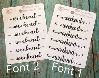 Week-end Script planificateur Stickers | Deux Dollar mardi | Noir police | Erin Condren Vertical coloré Pastel neutre menthe gris rose