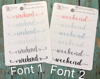 Week-end Script planificateur Stickers | Deux Dollar mardi | Ohana Signature couleurs | Erin Condren Vertical coloré Pastel neutre menthe gris rose