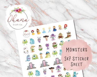 Monsters Themed Planner Stickers ~ Magiquement inspiré | Planificateur de vie | CE | Erin Condren - France | Limelife - France | Heureux | Disque | Hobo - France | Boo | Poche |