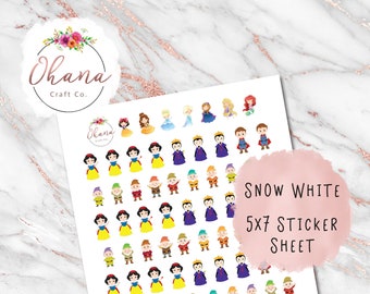 Etiquetas engomadas del planificador de blancasnieves - Magically Inspired / Life Planner / EC / Erin Condren / Happy / Disc / Ring / Pocket / Personal / Journal /