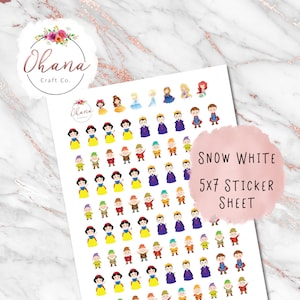 Snow White Planner Stickers Magically Inspired Life Planner EC Erin Condren Happy Disc Ring Pocket Personal Journal image 1