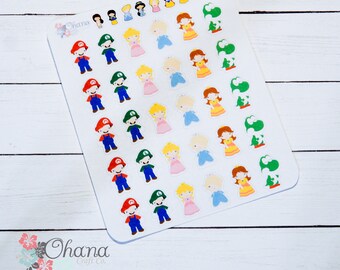 Mario Bros Planner Stickers | Planificateur de vie | Erin Condren | Décoratif | Personnage | Nerd | Jeux vidéo | Xbox | PlayStation | Nintendo