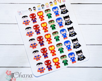 Male Super Hero Planner Stickers  | Life Planner | EC | Erin Condren | Limelife | Inkwell | Plum | Kikki | Decorative | Character | Movie