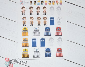 Dr Who Planner Stickers | Life Planner | Erin Condren | Decorative | Character | TV | Nerd | Tardis | Doctor | Robot | Sci-Fi | Time Lord