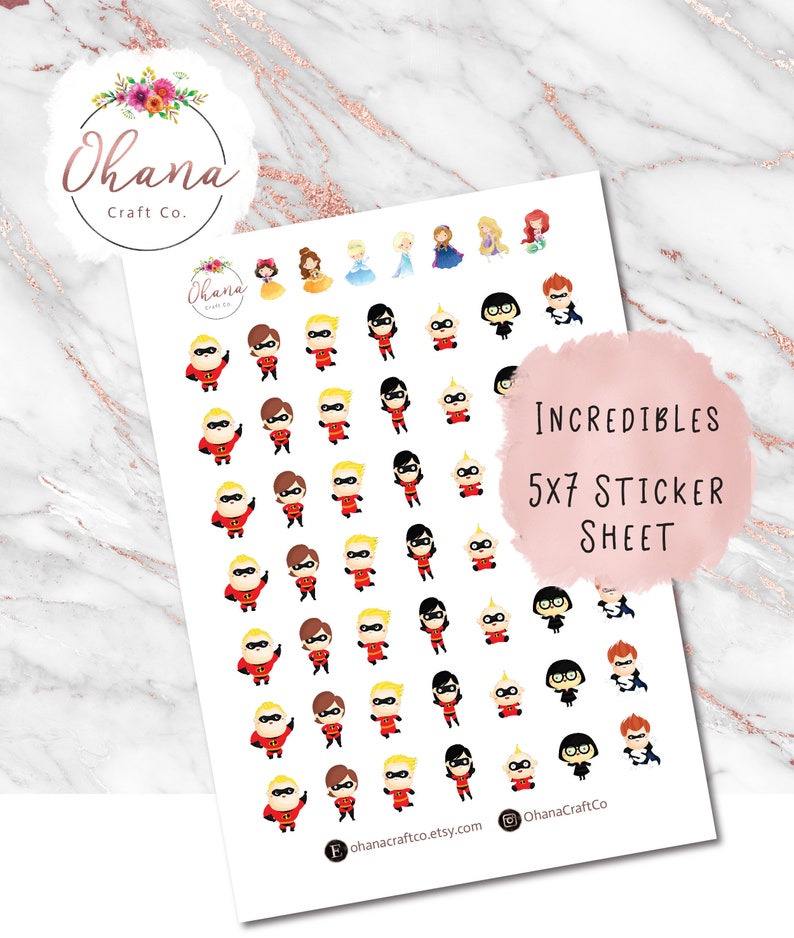 Incredibles Planner Stickers Magically Inspired Life Planner EC Erin Condren Family Happy Hobo Pocket Personal Movie image 1