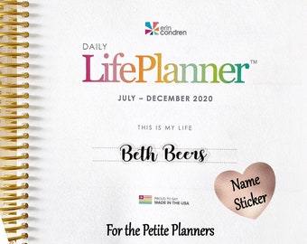 Petite Planner Name Sticker Personalization ECLP EC LifePlanner Small