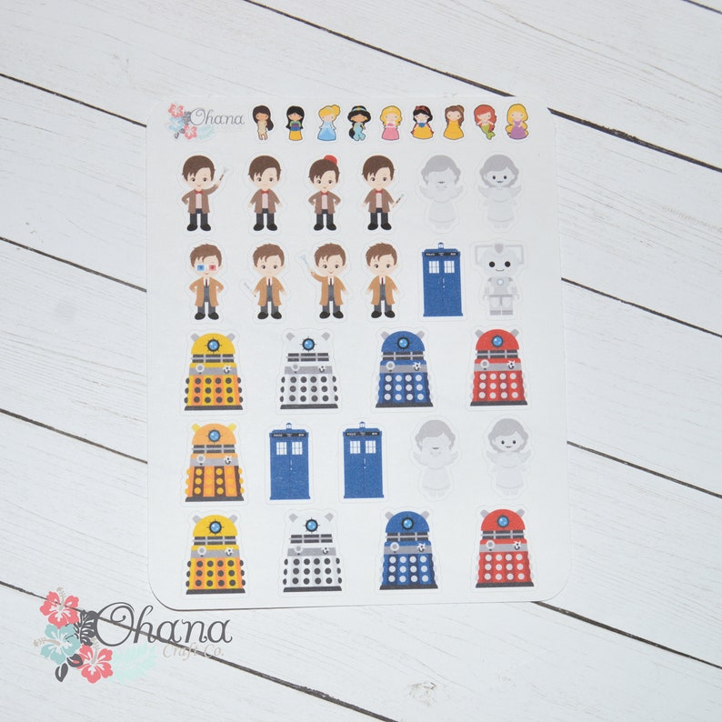 Dr Who Planner Stickers Life Planner Erin Condren Decorative Character TV Nerd Tardis Doctor Robot Sci-Fi Time Lord image 1