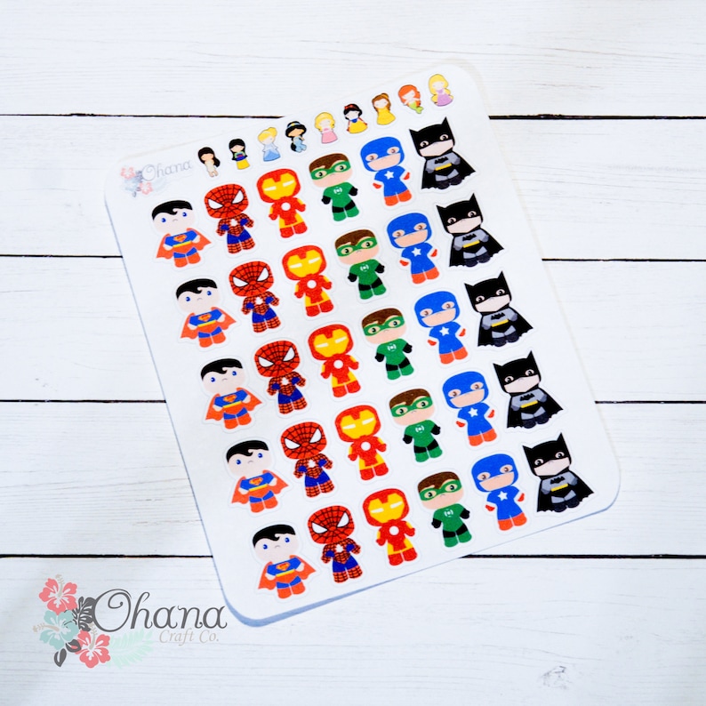 Male Super Hero Planner Stickers Life Planner EC Erin Condren Limelife Inkwell Plum Kikki Decorative Character Movie image 1