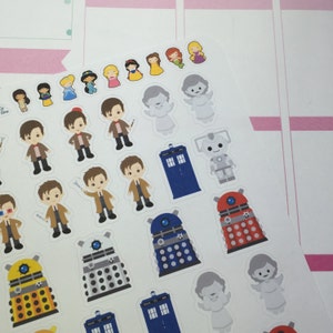Dr Who Planner Stickers Life Planner Erin Condren Decorative Character TV Nerd Tardis Doctor Robot Sci-Fi Time Lord image 2