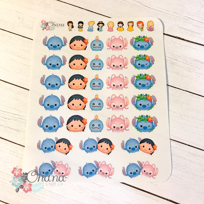 Tsum Tsum Lilo and Stitch Planner Stickers Disney Inspired Life Planner EC Erin Condren Limelife Inkwell Plum Decorative image 1