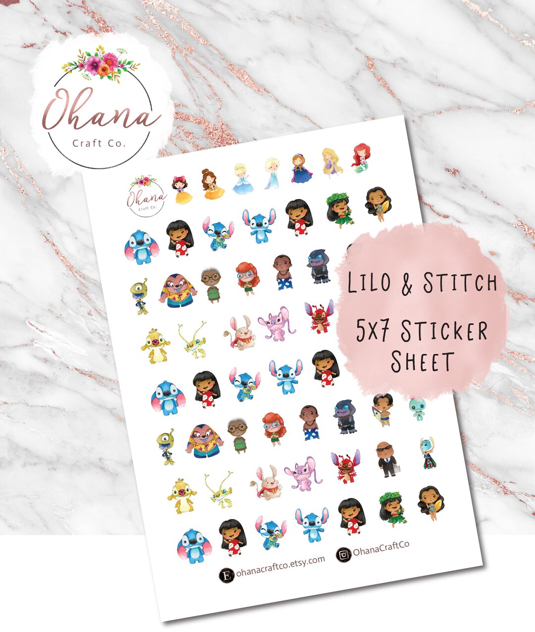 Lilo and Stitch Planner Stickers 1, Disney Erin Condren, For LifePlanners  Organ