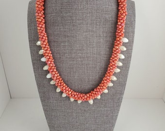 Kumihimo and White Briolette Necklace