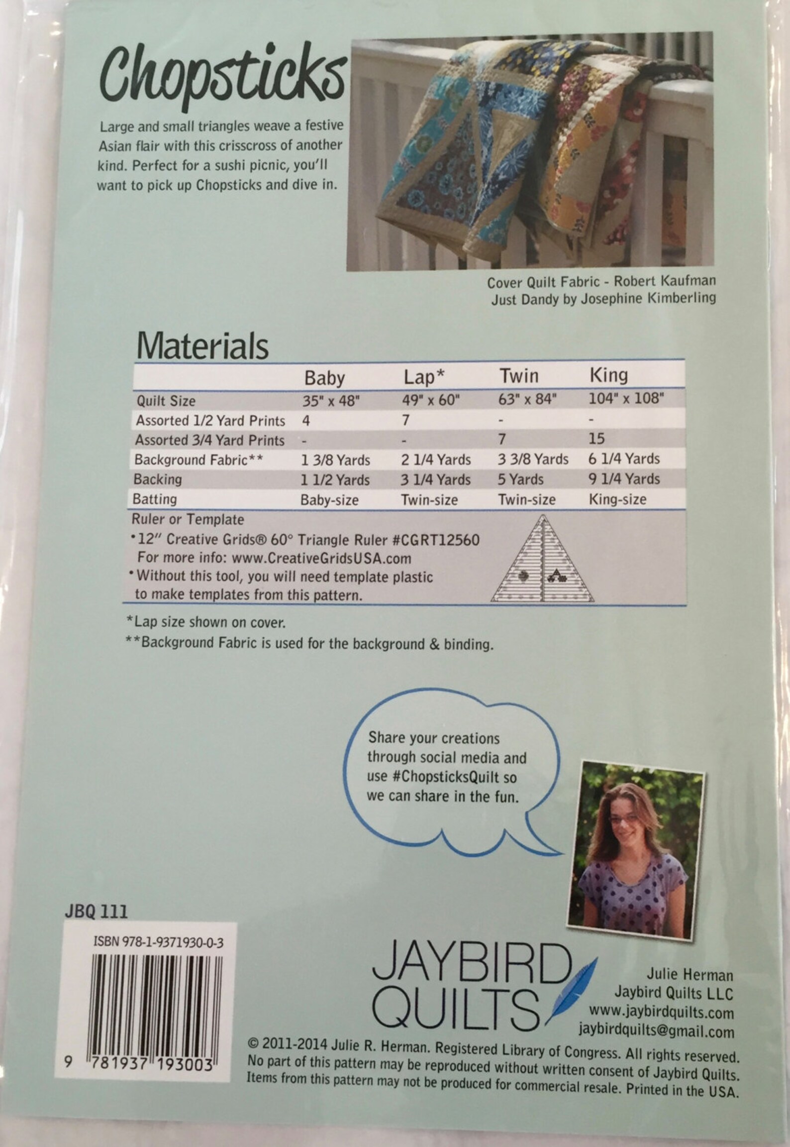 CHOPSTICKS quilt pattern by Jaybird Quilts 4 sizes large Etsy