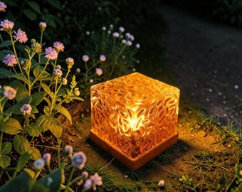 Water Wave Projector Lamp – RGB Crystal Cube Night Light, Remote Control Ambient Lighting, Color Changing Bedroom Decor, Unique Gift