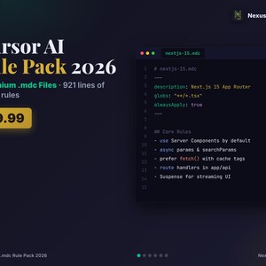 Pack de règles d'IA pour curseur 2026 | Fichiers .mdc pour Next.js 15, React 19, TypeScript et Tailwind v4