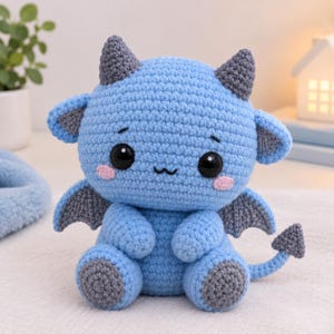 Baby Devil Amigurumi Crochet Pattern | Blue Demon Plushie (PDF Download)