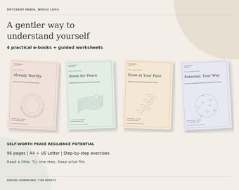 Neurodivergent Self-Care E-Book Bundle, Self-Worth, Resilience, Strengths (PDF Download)