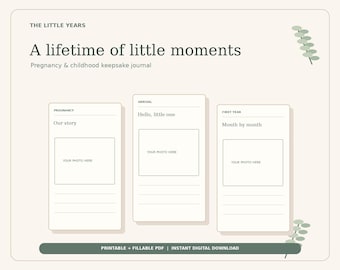 Journal de souvenirs de la grossesse à l'enfance | Livre de souvenirs PDF à remplir (Téléchargement numérique)