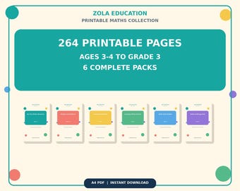 Ensemble de mathématiques Zola Education, de 3 à 4 ans jusqu'au CE2, 264 pages (téléchargement PDF)
