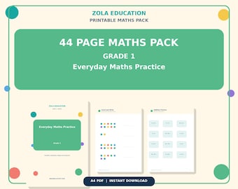 Pack d'activités de mathématiques de 1re année, 44 pages de feuilles de travail imprimables (téléchargement PDF)