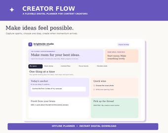 Planificateur HTML hors ligne Creator Flow | Pipeline de contenu, Focus Bursts (Téléchargement numérique)