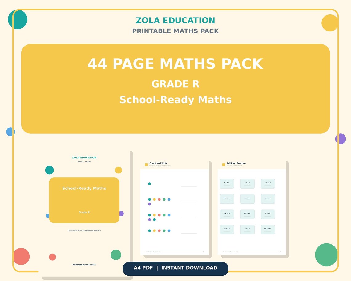 Activity Pags For Grade R Grade R Maths Activity Pack, 44-page Printable Worksheets (PDF Download ...