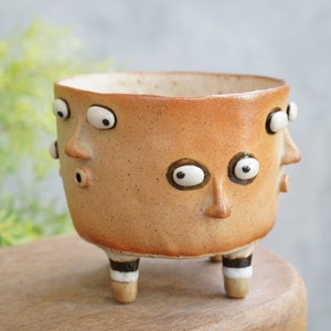 Succulent Pots Ceramic Planter Face ,polka dot image 4