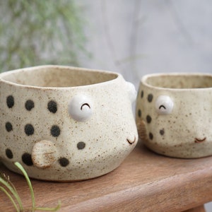 Puffer pot , Puffer plant pot , Handmade ceramics , pottery