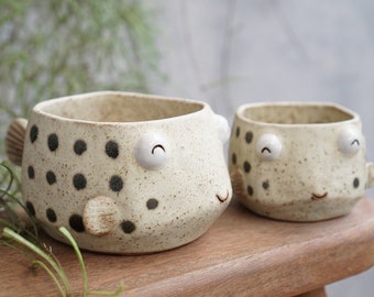 Puffer pot , Puffer plant pot , Handmade ceramics , pottery