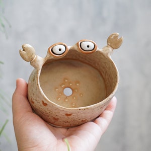 Crab plant pot handmade ceramic image 1