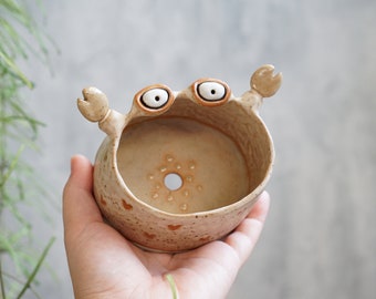 Crab plant pot handmade ceramic