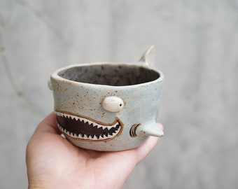 Shark pot , Shark plant pot , Handmade ceramics , pottery