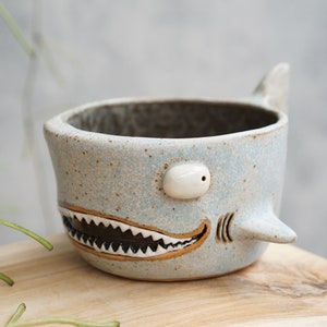 Shark pot , Shark plant pot , Handmade ceramics , pottery image 1