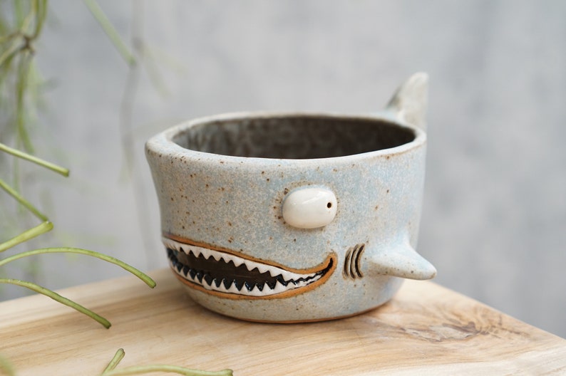 Shark pot , Shark plant pot , Handmade ceramics , pottery image 1