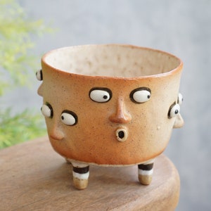 Succulent Pots Ceramic Planter Face ,polka dot image 1