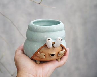 Hermit crab plant pot handmade ceramic