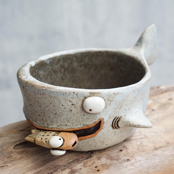 Shark pot , Shark plant pot , Handmade ceramics , pottery