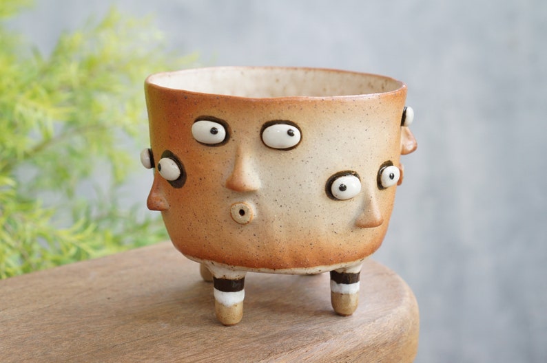 Succulent Pots Ceramic Planter Face ,polka dot image 3