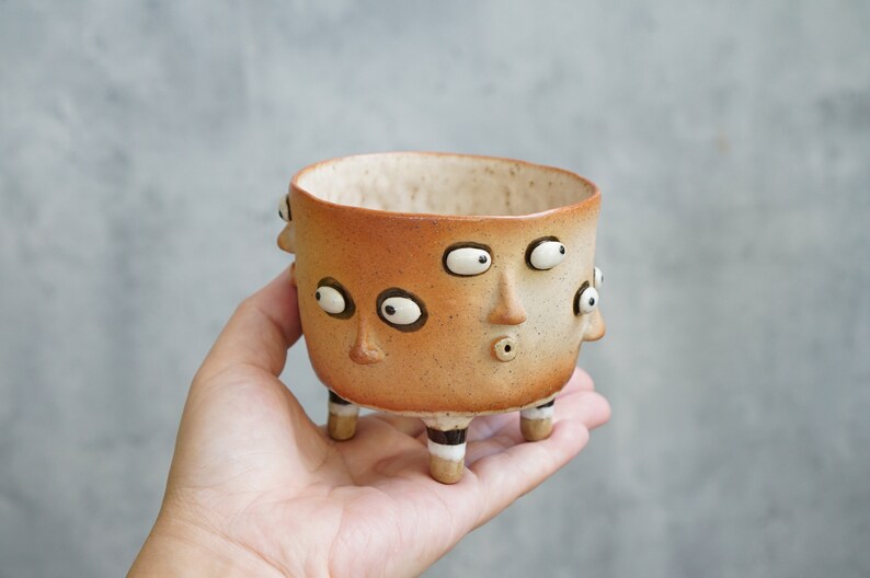 Succulent Pots Ceramic Planter Face ,polka dot image 6