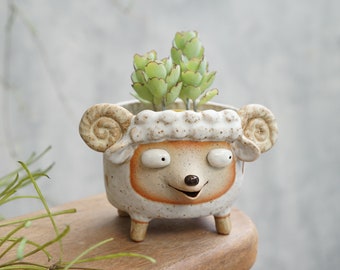 Sheep plant pot,cute animal small planter,succulent pots handmade