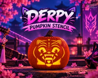 Molde para esculpir abóbora Derpy: Molde para esculpir abóbora inspirado em Caçadores de Demônios K-Pop, Molde de Halloween para imprimir, Download instantâneo