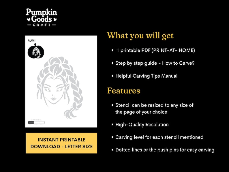 Rumi Pumpkin Carving Stencils