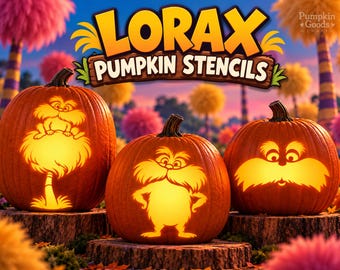 Molde para esculpir abóboras do Lorax: Árvore Truffula, Tronco, Bigode (Download Digital)
