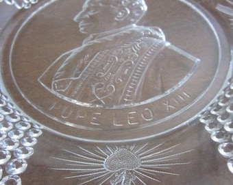 Antique Bryce Higbee & Co Pope Leo XIII Commemorative Bread Plate 4 Cartouches