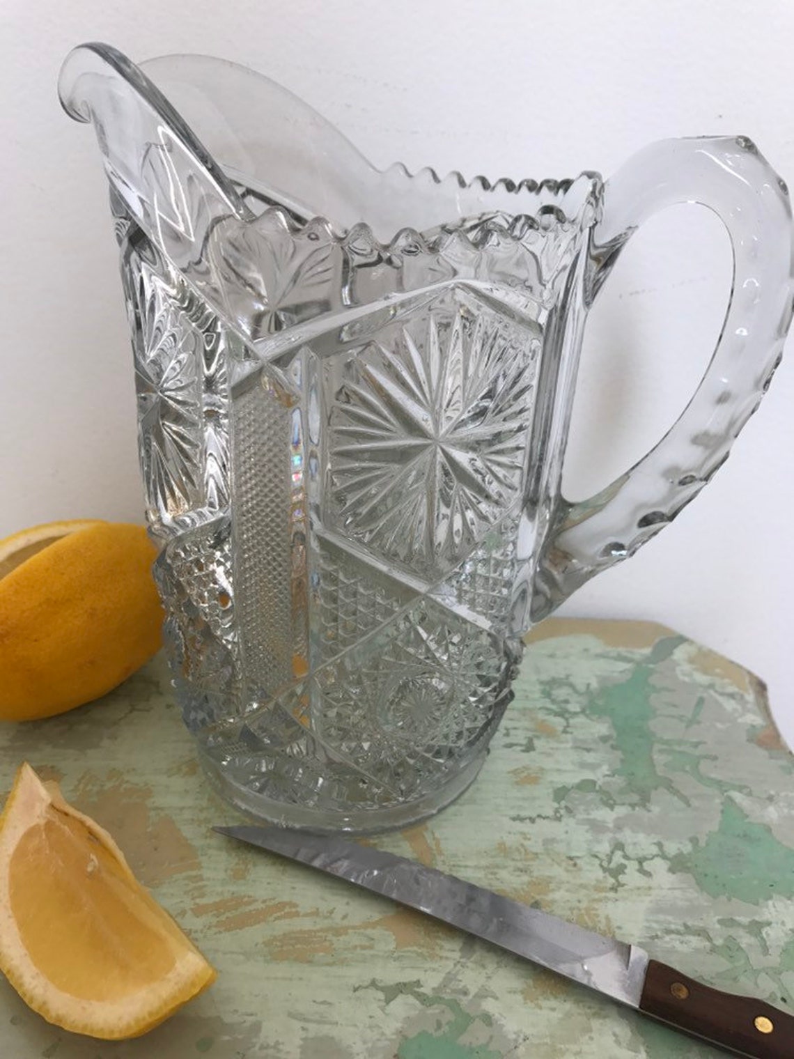 Old Fashion Country Pitcher, Cottage Glass Etsy