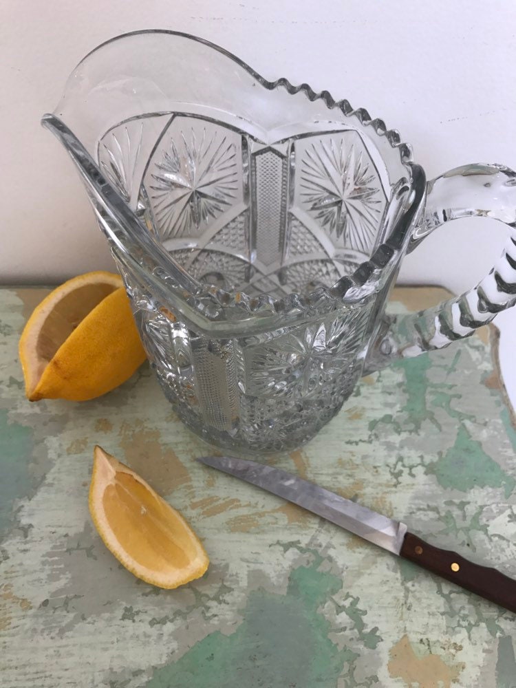 Old Fashion Country Pitcher, Cottage Glass Etsy