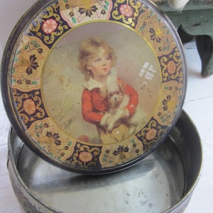 Vintage  Peek Frean  Co LTD Metal Biscuit Tin Boy & Dog Made England